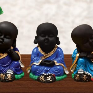 Handcrafted Ployresin Sitting And Sleeping , Meditating Lord Buddha Statue Showpiece Home Decor/Office Decor/Spiritual Gift, Drak Blue Colour, Three Pieces - Karigaari India Aesthetic Home Decor