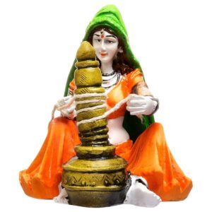 Handcrafted Rajasthani Lady with Chaas Polyesine Idol Showpiece for Home Decor - Karigaari India Aesthetic Home Decor