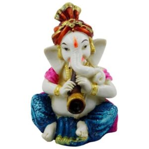 Lord Ganesha Playing Shehenai Idol for Home Decor - Karigaari India Aesthetic Home Decor