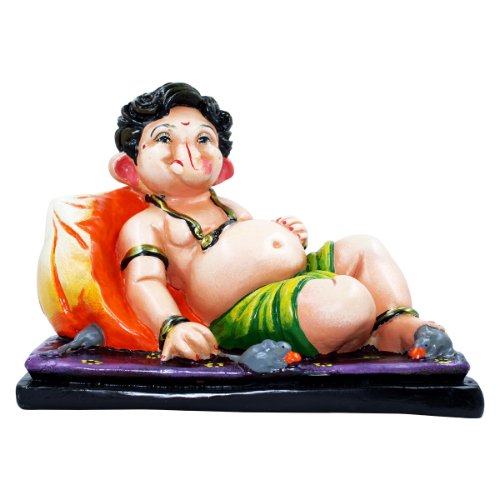 Lord Ganesha Sitting in Relax Position Idol Multicolor Best for Home Decor - Karigaari India Aesthetic Home Decor