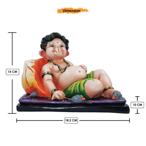 Lord Ganesha Sitting in Relax Position Idol Multicolor Best for Home Decor - Karigaari India Aesthetic Home Decor