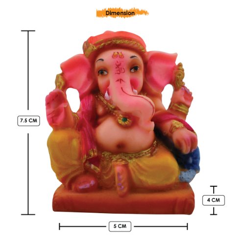 Stylish Lord Ganesha Sitting Red And Pink Color Figure For Home Decor Luxurious Accent 3 Lord Ganesha Sitting Red And Pink Color Idol for Home Decor - Karigaari India Aesthetic Home Decor