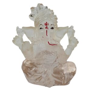 Lord Ganesha Sitting Idol Crystal White Transperent Color Best for Home Decor - Karigaari India Aesthetic Home Decor