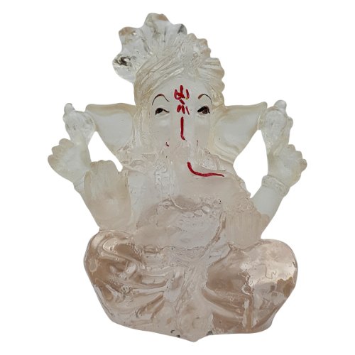Stylish Lord Ganesha Sitting Statue Crystal White Transperent Color Best For Home Decor Unique Decor Piece 2 Lord Ganesha Sitting Idol Crystal White Transperent Color Best for Home Decor - Karigaari India Aesthetic Home Decor