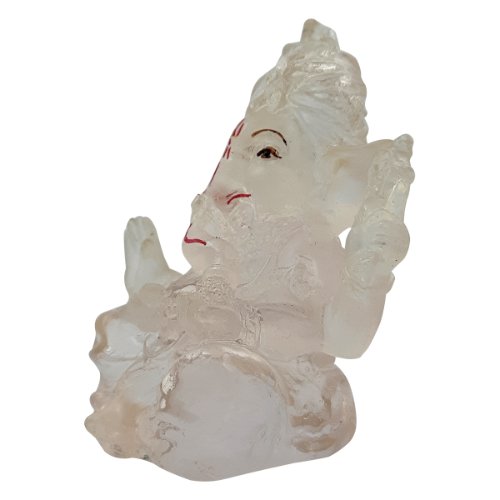 Stylish Lord Ganesha Sitting Statue Crystal White Transperent Color Best For Home Decor Unique Decor Piece 4 Lord Ganesha Sitting Idol Crystal White Transperent Color Best for Home Decor - Karigaari India Aesthetic Home Decor