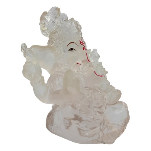 Stylish Lord Ganesha Sitting Statue Crystal White Transperent Color Best For Home Decor Unique Decor Piece 5 Lord Ganesha Sitting Idol Crystal White Transperent Color Best for Home Decor - Karigaari India Aesthetic Home Decor