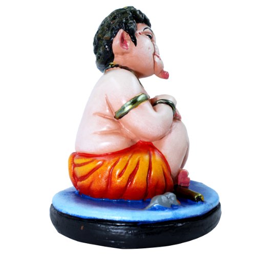 Lord Ganesha Sitting With Folding Leg Idol Multicolor Best for Home Decor - Karigaari India Aesthetic Home Decor