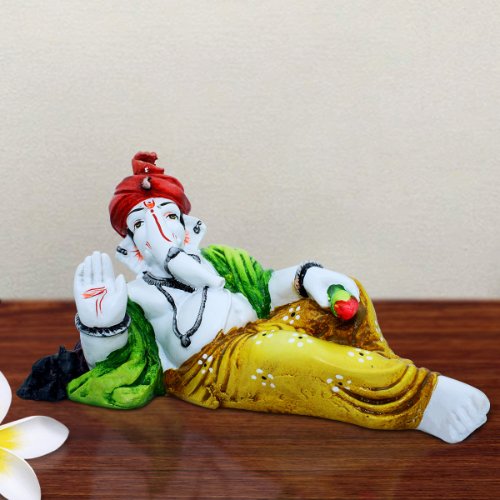 Stylish Lord Ganesha Sleeping Wearing Yellow Dhoti Figure For Home Decor Home Decor Accent 1 Lord Ganesha Sleeping Wearing Yellow Dhoti Idol for Home Decor - Karigaari India Aesthetic Home Decor