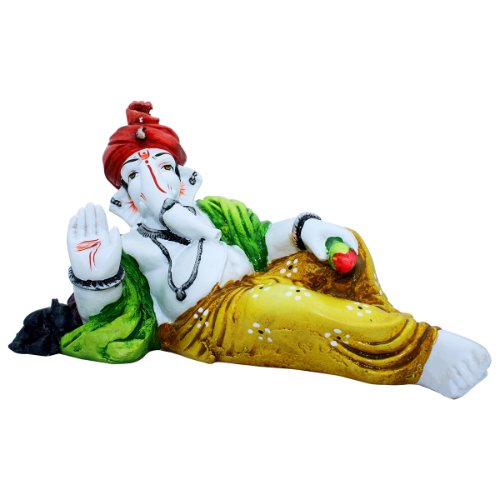 Stylish Lord Ganesha Sleeping Wearing Yellow Dhoti Figure For Home Decor Home Decor Accent 2 Lord Ganesha Sleeping Wearing Yellow Dhoti Idol for Home Decor - Karigaari India Aesthetic Home Decor