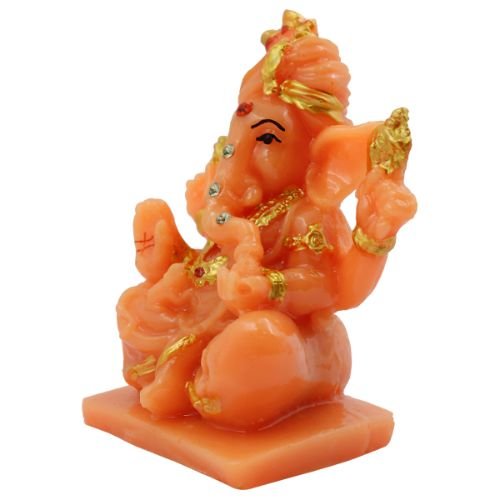 Stylish Lord Ganesha Wearing Paghadi And Sitting Orange Colour Statue For Home Decoration Decorative Piece 4 Lord Ganesha Wearing Paghadi And Sitting Orange Colour Idol for Home Decor - Karigaari India Aesthetic Home Decor