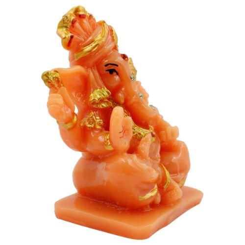 Stylish Lord Ganesha Wearing Paghadi And Sitting Orange Colour Statue For Home Decoration Decorative Piece 5 Lord Ganesha Wearing Paghadi And Sitting Orange Colour Idol for Home Decor - Karigaari India Aesthetic Home Decor