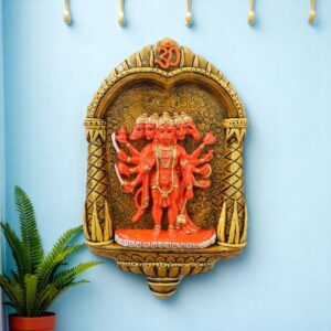 Panchmukhi Hanuman Ji Wall Hanging with Om Arch | Divine Resin Idol - Karigaari India Aesthetic Home Decor