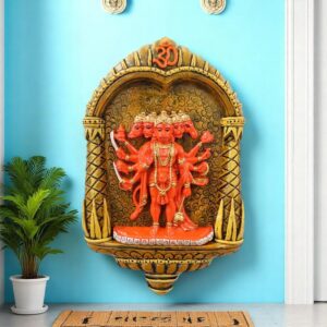 Panchmukhi Hanuman Ji Wall Hanging with Om Arch | Divine Resin Idol - Karigaari India Aesthetic Home Decor