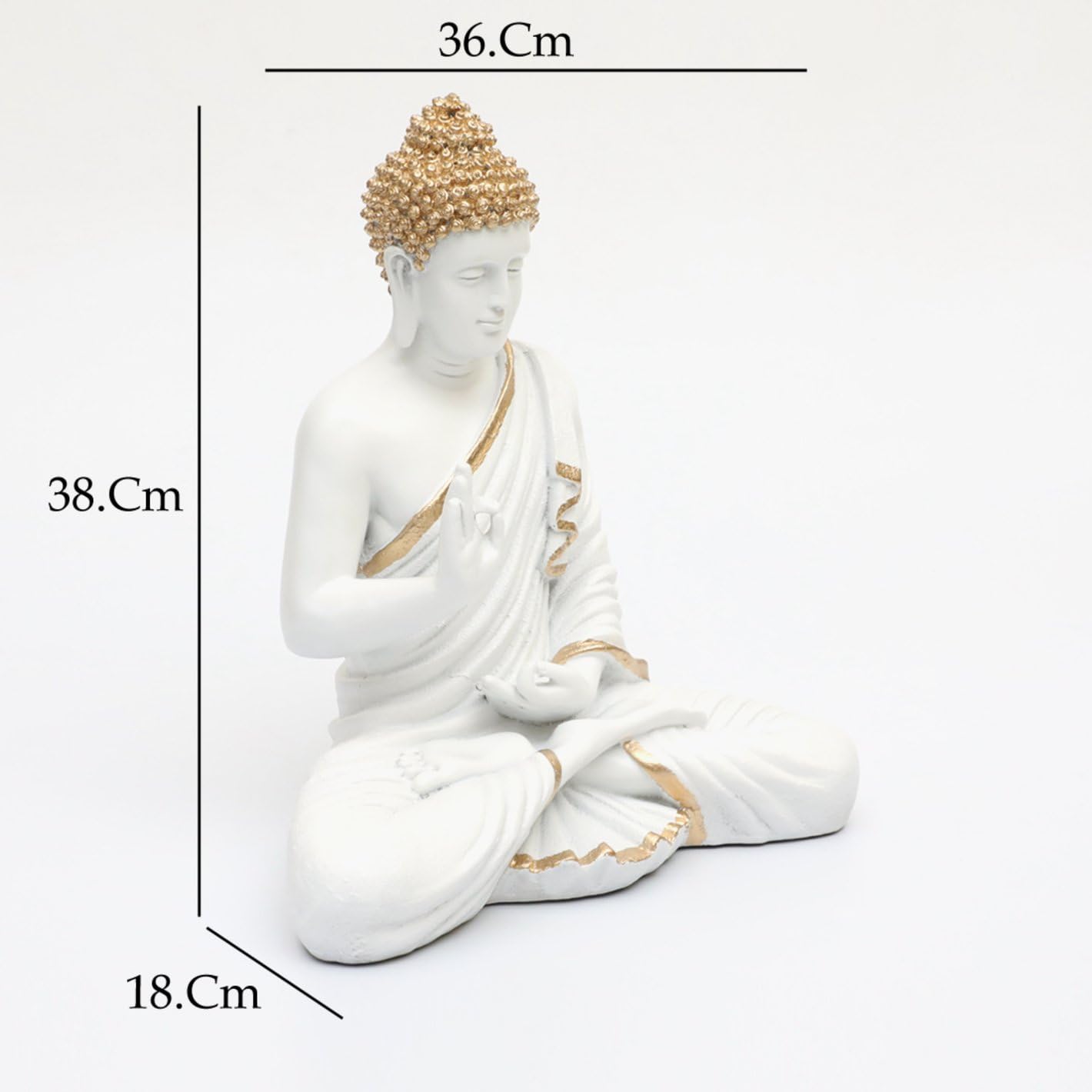 Stylish Pure White Meditating Buddha Golden Accent Resin Crafted Home Decor Home Decoration 5 Pure White Meditating Buddha Golden Accent Resin Decor - Karigaari India Aesthetic Home Decor