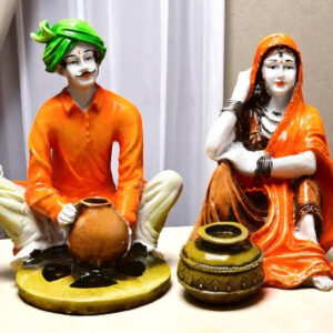 Rajasthani Potter Couple Traditional Village Life Decor - Karigaari India Aesthetic Home Decor