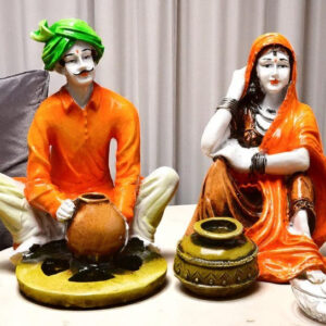 Rajasthani Potter Couple Traditional Village Life Decor - Karigaari India Aesthetic Home Decor