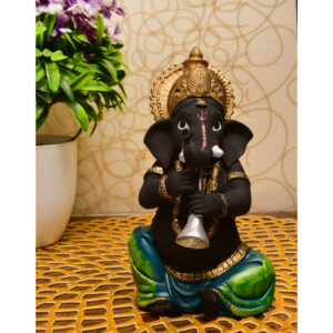 Resin Ganesha with Shehnai: Auspicious Idol for Positive Vibes & Musical Charm - Karigaari India Aesthetic Home Decor