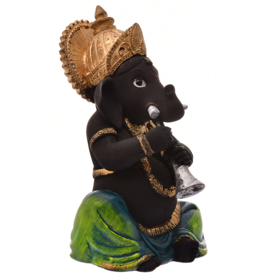 Stylish Resin Crafted Ganesha With Shehnai Fortunate Statue For Positive Vibes Musical Charm Luxurious Accent 4 Resin Ganesha with Shehnai: Auspicious Idol for Positive Vibes & Musical Charm - Karigaari India Aesthetic Home Decor