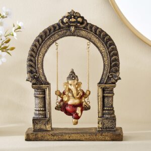 Resin Swinging Ganesha Murti | Decorative Home & Pooja Gift - Karigaari India Aesthetic Home Decor