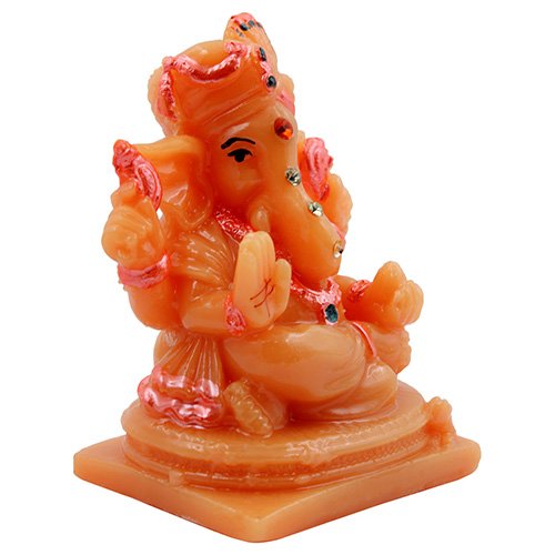 Small Lord Ganesha Sitting with One Leg Fold Idol Orange And Pink Color Best for Home Decor - Karigaari India Aesthetic Home Decor