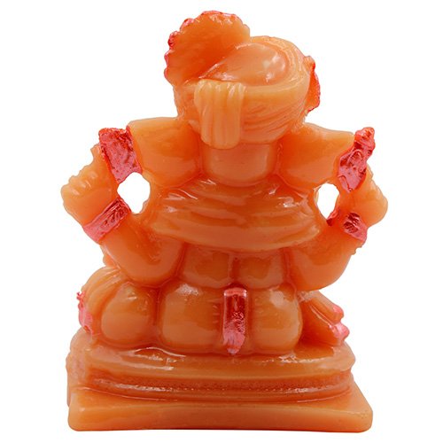 Small Lord Ganesha Sitting with One Leg Fold Idol Orange And Pink Color Best for Home Decor - Karigaari India Aesthetic Home Decor