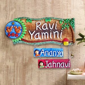 Beautiful Custom Wooden Name Plate for House Stylish Decor - Karigaari India Aesthetic Home Decor