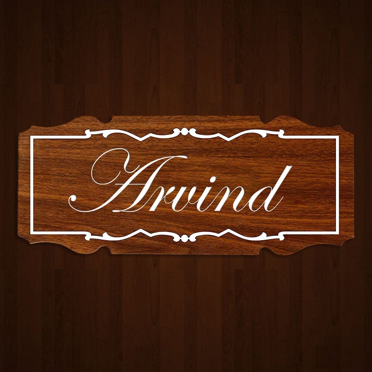 Timeless Brown Color Custom Wood Name Plaque For Home Office Fashionable Sturdy Artful Decor Piece 2 Brown Color Personalized Wooden Name Plate for Home Office Stylish Durable - Karigaari India Aesthetic Home Decor