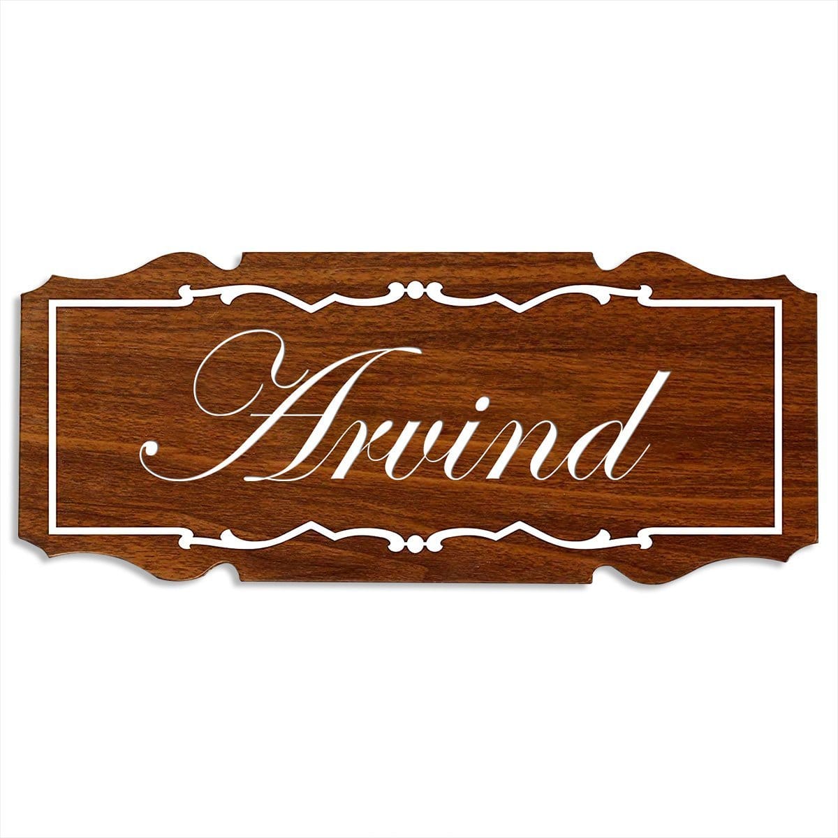 Timeless Brown Color Custom Wood Name Plaque For Home Office Fashionable Sturdy Artful Decor Piece 3 Brown Color Personalized Wooden Name Plate for Home Office Stylish Durable - Karigaari India Aesthetic Home Decor