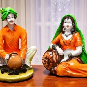 Cultural Charm of Rural India Handcrafted Rajasthani Couple Figurines for Rustic Decor - Karigaari India Aesthetic Home Decor