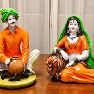 Cultural Charm of Rural India Handcrafted Rajasthani Couple Figurines for Rustic Decor - Karigaari India Aesthetic Home Decor