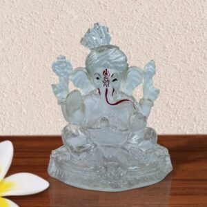 Unique Design Lord Ganesha Sitting Crystal White Transperent Color Idol Best for Home Decor - Karigaari India Aesthetic Home Decor
