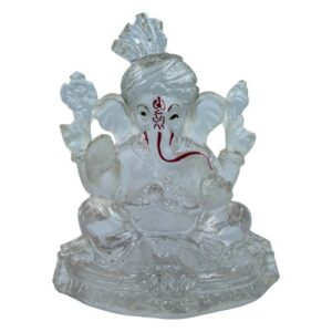 Unique Design Lord Ganesha Sitting Crystal White Transperent Color Idol Best for Home Decor - Karigaari India Aesthetic Home Decor