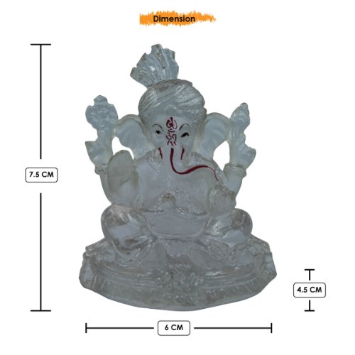 Unique Design Lord Ganesha Sitting Crystal White Transperent Color Idol Best for Home Decor - Karigaari India Aesthetic Home Decor