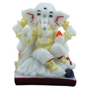 Unique Design Lord Ganesha Sitting White Color Idol Best for Home Decor - Karigaari India Aesthetic Home Decor