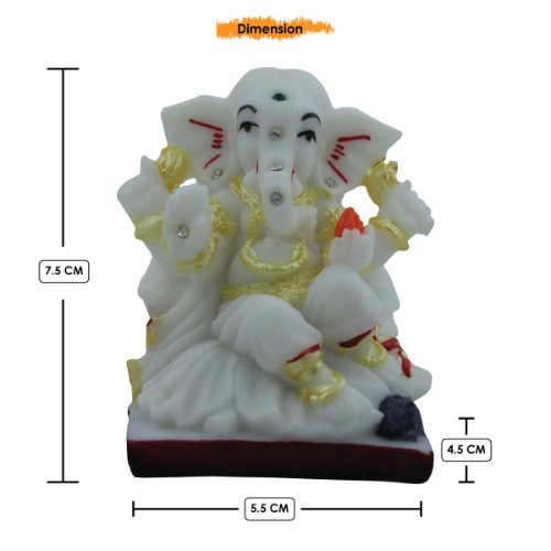 Unique Design Lord Ganesha Sitting White Color Idol Best for Home Decor - Karigaari India Aesthetic Home Decor
