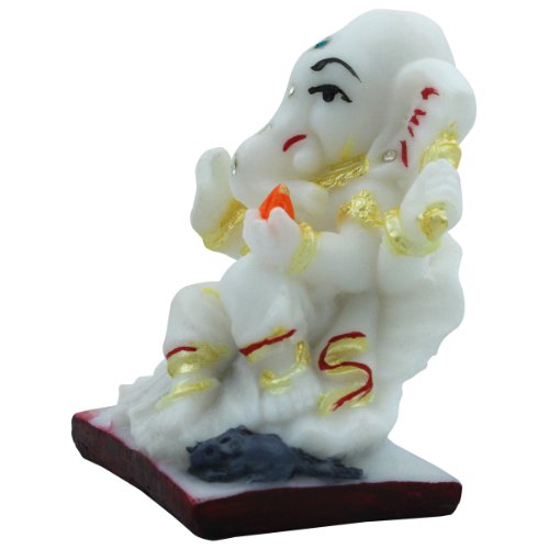 Unique Design Lord Ganesha Sitting White Color Idol Best for Home Decor - Karigaari India Aesthetic Home Decor