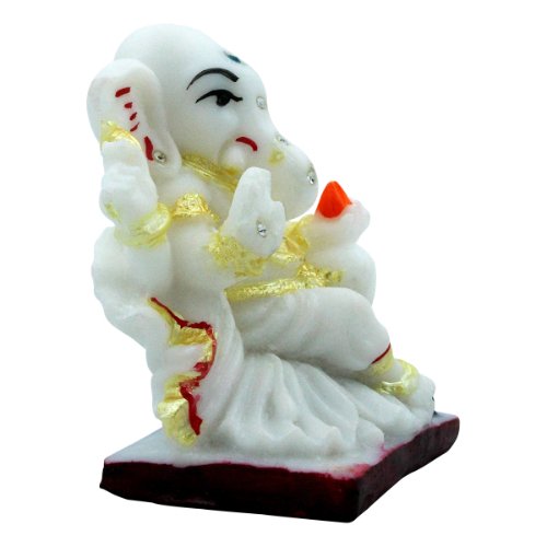 Unique Design Lord Ganesha Sitting White Color Idol Best for Home Decor - Karigaari India Aesthetic Home Decor