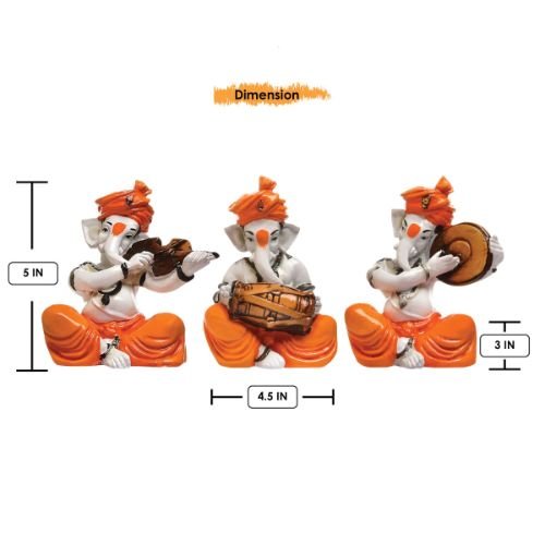 Timeless Distinctive Design Three Little Lord Ganesha Playing Instruments Figure Orange Best For Home Home Decor Home Decoration 4 Unique Design Three Little Lord Ganesha Playing Instruments Idol Orange Best for Home Decor - Karigaari India Aesthetic Home Decor