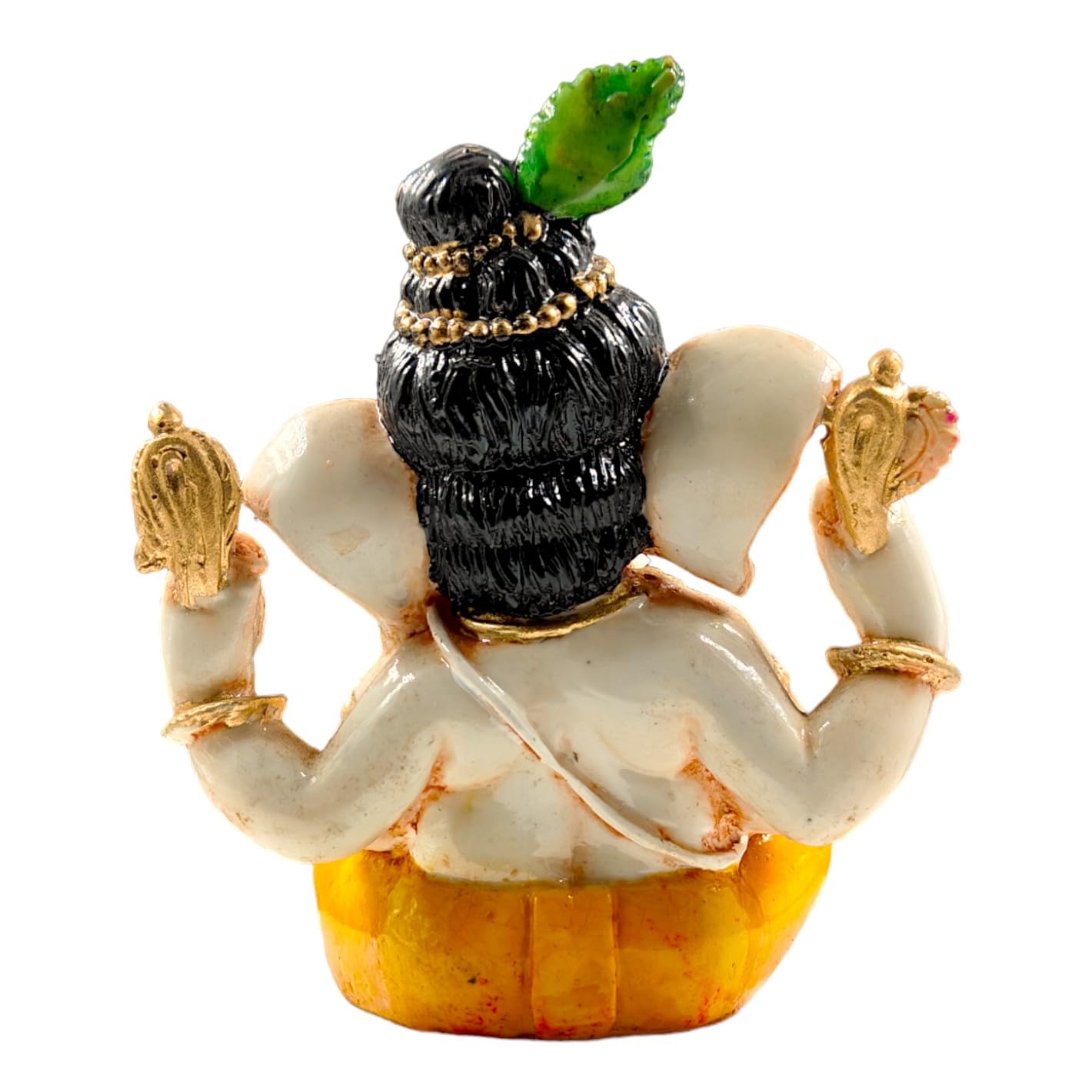 Timeless Distinctive Ganesha Figure With Green Leaf Accent Resin Crafted Lord Ganesh Murti For Home Temple Desk Decor Fortunate Gift For Good Luck Prosperityr Good Luck Pros 5