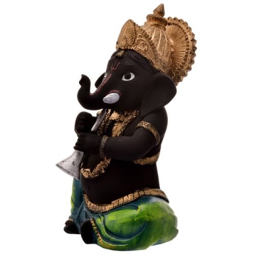 Unique Little Lord Ganesha Playing Shehnai Idol Black Color Best Item for Home Decor - Karigaari India Aesthetic Home Decor