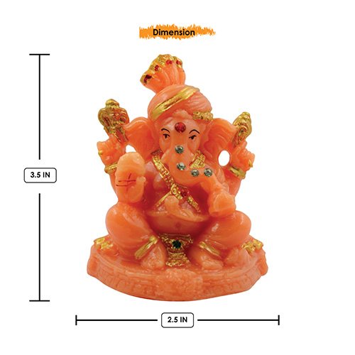 Timeless Distinctive Little Lord Ganesha Sitting With One Leg Up Statue Orange Color And Golden Ornaments Best For Home Decoration Unique Decor Piece 3 Unique Little Lord Ganesha Sitting With One Leg Up Idol Orange Color And Golden Ornaments Best for Home Decor - Karigaari India Aesthetic Home Decor