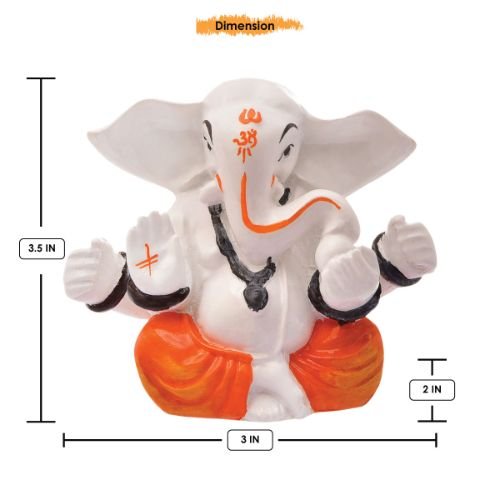 Unique Lord Ganesha Sitting White & Orange Color Best Item for Home Decor - Karigaari India Aesthetic Home Decor