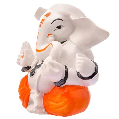 Unique Lord Ganesha Sitting White & Orange Color Best Item for Home Decor - Karigaari India Aesthetic Home Decor