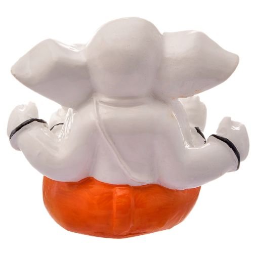 Unique Lord Ganesha Sitting White & Orange Color Best Item for Home Decor - Karigaari India Aesthetic Home Decor