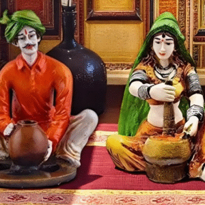 Ethnic Village Couple Resin Decor Set - Karigaari India Aesthetic Home Decor