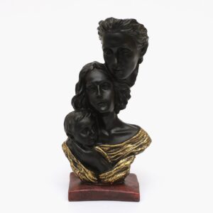 Family Love Figurine: Elegant Black & Gold Mother Father Child Statue - Karigaari India Aesthetic Home Decor