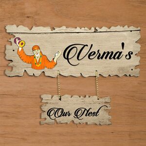 Stylish Personalized Wooden Name Plate for House Custom Durable Decor - Karigaari India Aesthetic Home Decor