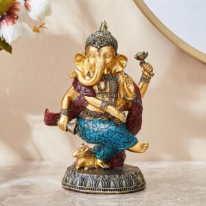 Elegant Resin Lord Ganesha Idol for Home Decor & Gifting | Artistic Sitting Ganpati Murti | Auspicious Showpiece for Mandir & Living Room - Karigaari India Aesthetic Home Decor