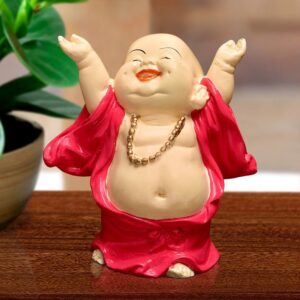Handcrafted Ployresin Lord Buddha Laughing Pink Colour Standing Statue  Showpiece Home Decor/Office Decor/Spiritual Gift - Karigaari India Aesthetic Home Decor