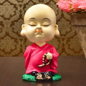 Handcrafted Ployresin Lord Buddha Praying And Standing  Statue  Showpiece Home Decor/Office Decor/Spiritual Gift, Pink - Karigaari India Aesthetic Home Decor